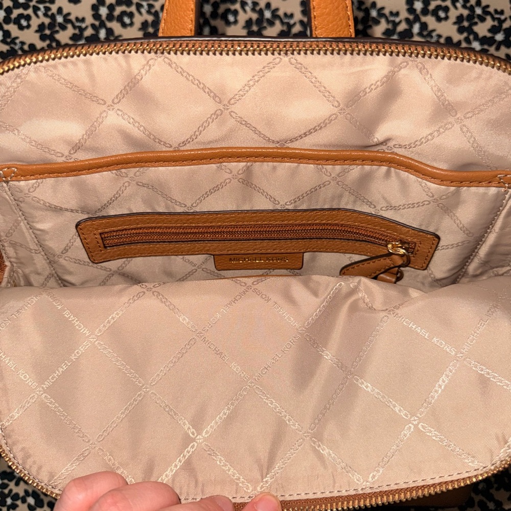 Michael Kors Rhea Slim Brown Leather Backpack - Picture 3 of 3